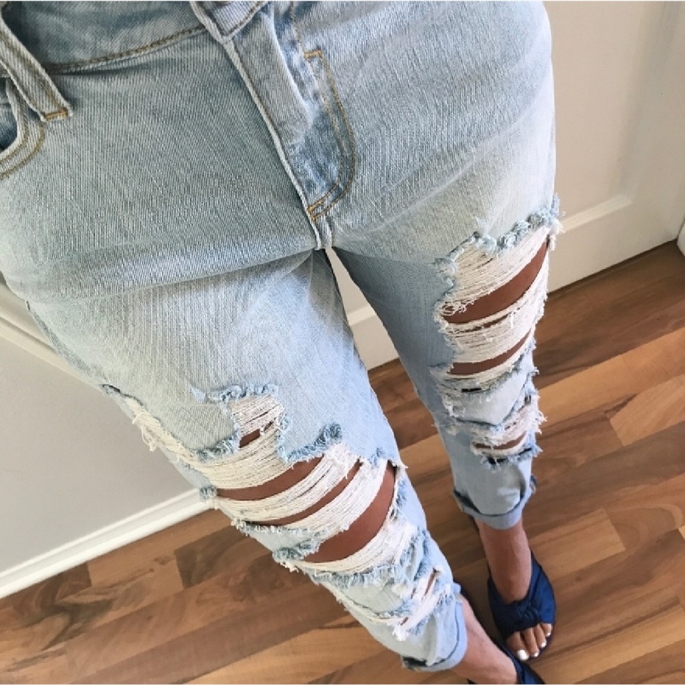 Girlfriend Destroyed Distressed Jeans